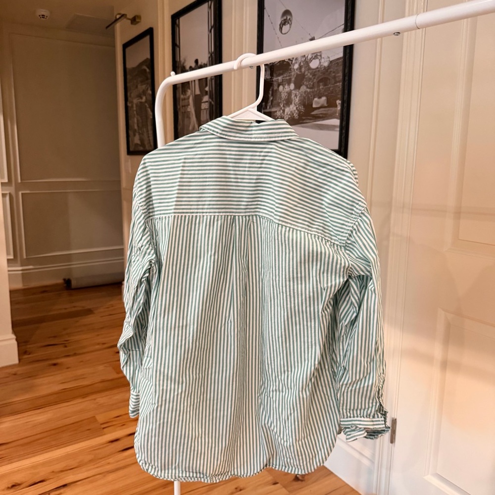 Green Striped Button-Up Shirt - Picture 4 of 5